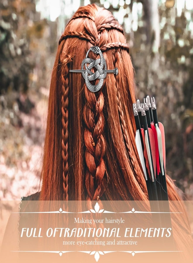 Syhood 8 Pcs Viking Celtic Hair Clips Vintage Knot Hair Stick Retro Silver Metal Celtic Barrette Hairpins Viking Jewelry Accessories for Women (Reptile) - Image 5